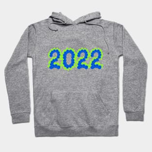 2022 formed with blue roses and green leaves Hoodie